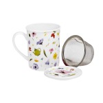 Česká louka 0,25 l – porc. hrnek s nerez sítkem a pokličkou