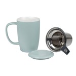 Porcelánový hrnek s nerezovým sítkem a pokličkou - Kai, 440 ml