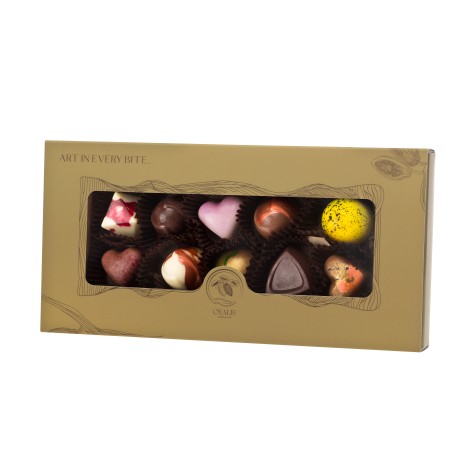 Dárková krabička s 10 pralinkami - zlatá