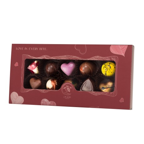 Dárková krabička s 10 pralinkami - červená