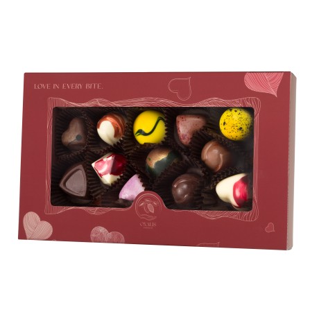 Dárková krabička s 13 pralinkami - červená