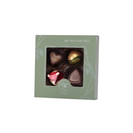 Dárková krabička se 4 pralinkami - zelená