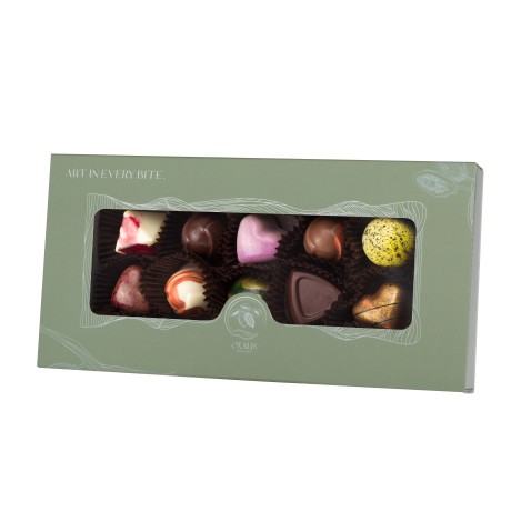 Dárková krabička s 10 pralinkami - zelená