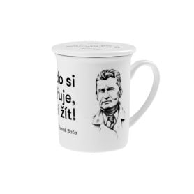 Baťova důvěra - porc. hrnek s nerez sítkem a pokličkou, 250 ml