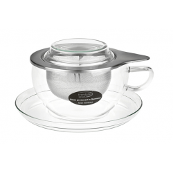 Beata 0.4 l - glass tea cup with a stainless steel strainer