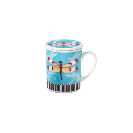 Dragonfly - porcelain mug 0.25 l with a strainer