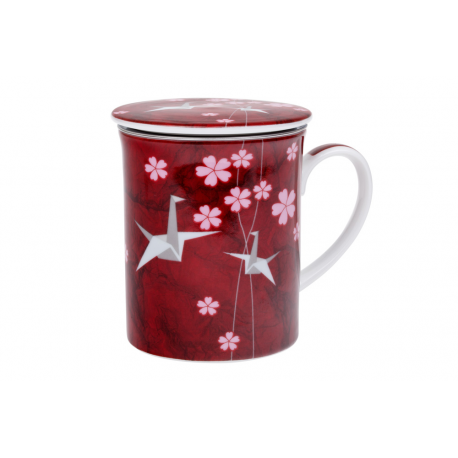 Origami - porcelain mug 0.35 l with stainless steel strainer