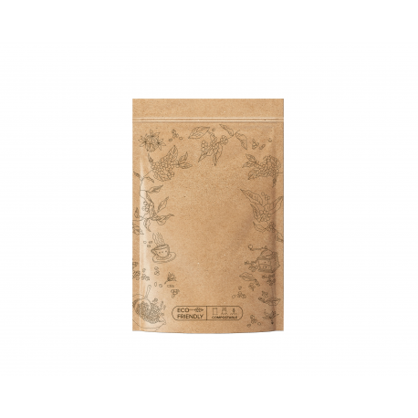 ECO-friendly compostable zip bag - brown 100 g, 13 x 4 x 21 cm