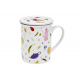 Czech Meadow porcelain mug 0.25 l, with a lid and stainless steel strainer