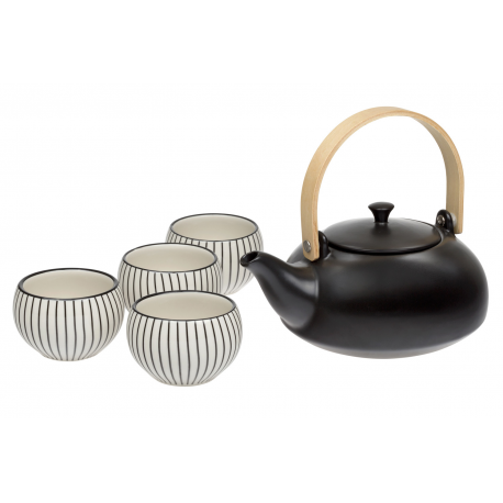 Japandi - stoneware set with a stainless steel strainer