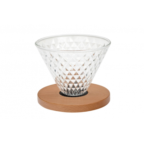 Diamond - skleněný dripper s dřevěným prstencem