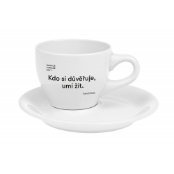 Baťa latte šálek 0,23 l – motto: Kdo si důvěřuje, umí žít